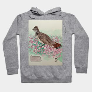 Pennsylvania state bird & flower, the ruffed grouse and mountain laurel Hoodie